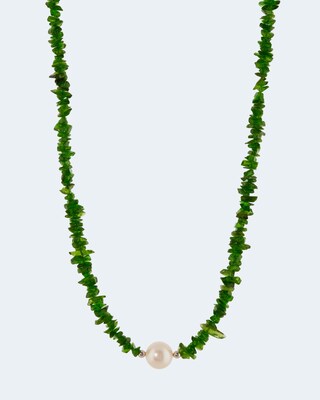 Collier mit Perle und Chromdiopsid