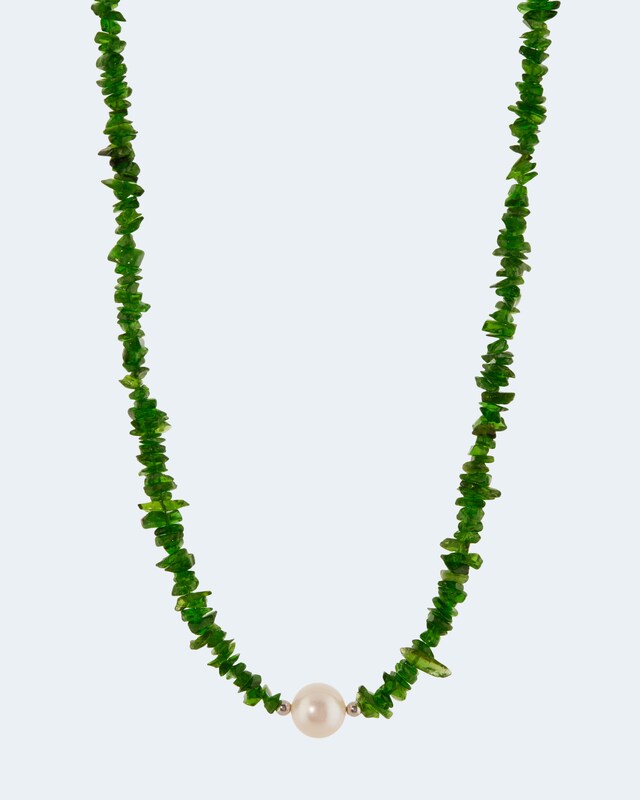 Collier mit Perle und Chromdiopsid