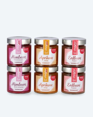 Premium Fruchtaufstriche Light, 6 Gläser in 3 Sorten
