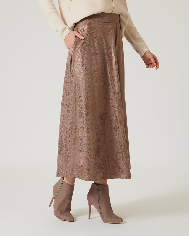 Maxi-Rock mit Folien-Print