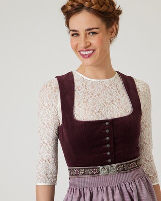 Dirndl aus Samt mit Rüschensaum