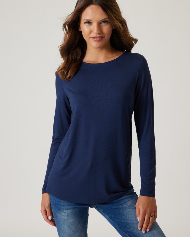 Midi-Shirt mit Webstoff-Einsatz