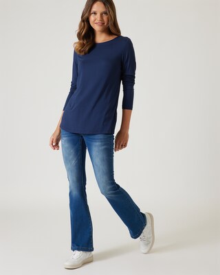 Midi-Shirt mit Webstoff-Einsatz