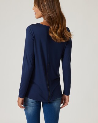 Midi-Shirt mit Webstoff-Einsatz