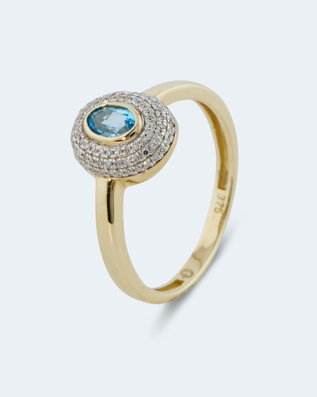 Ring mit Blautopas & Diamanten