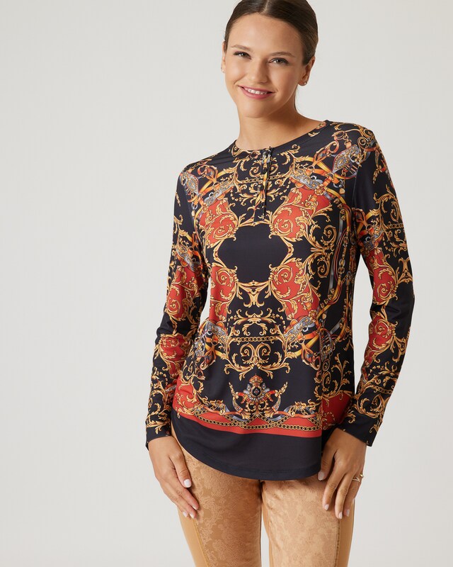 Tunika Shirt mit Tuchdruck