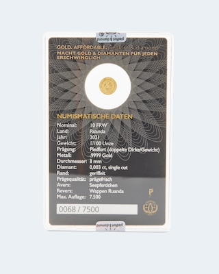 Goldmünze Piedfort Diamond Seepferd