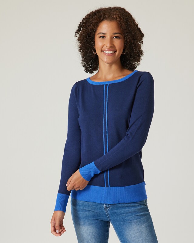 Strickpullover mit Kontraststreifen