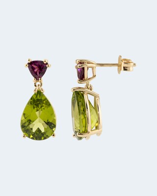 Ohrhänger mit Peridot und Rhodolith