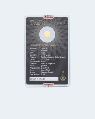 Goldmünze Piedfort Diamond Arche Noah 2021