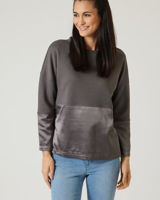 Pullover mit Satineinsatz