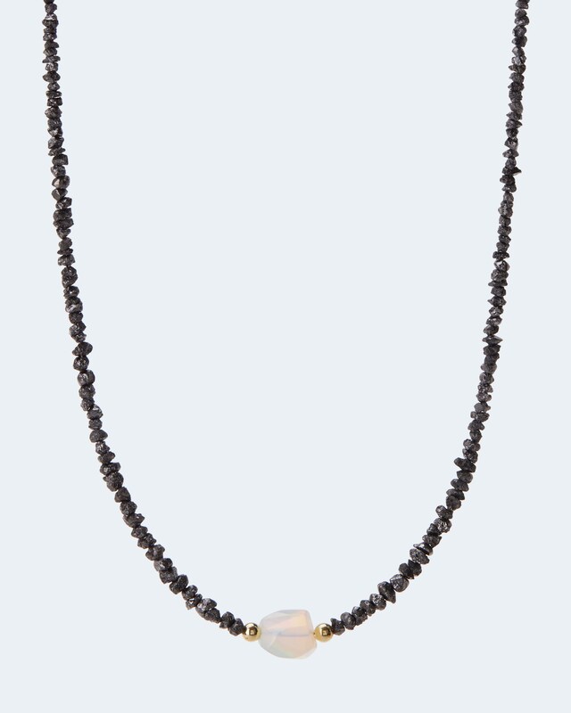 Collier mit Opal und Rohdiamant