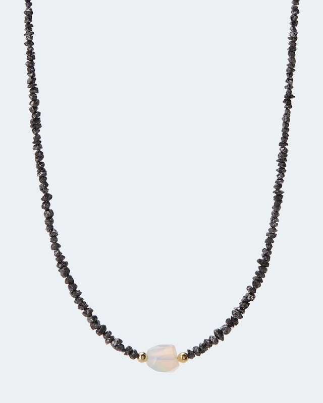 Collier mit Opal und Rohdiamant