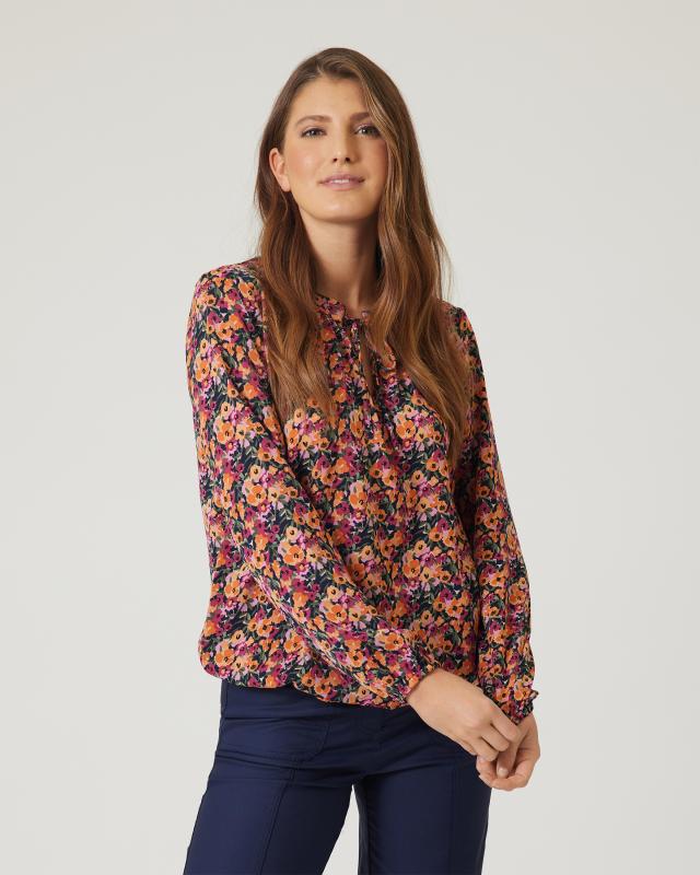 Tunika-Bluse mit Blumen-Print
