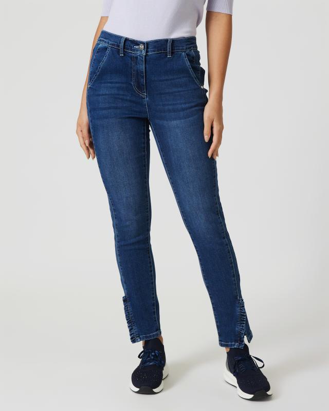 Ankle-Jeans mit Rüschenbesatz