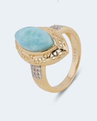 Ring mit Larimar & Zirkonen