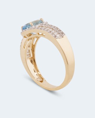 Ring mit Aquamarin und Zirkon