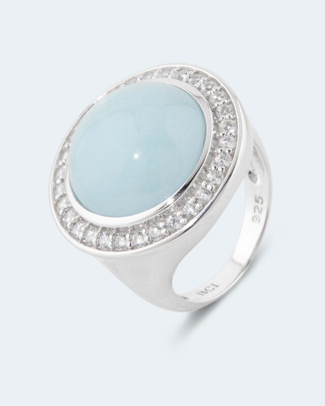Ring mit milky Aquamarin & Zirkonen