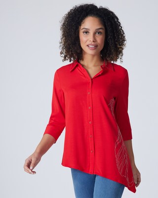 Bluse in asymmetrischem Schnitt