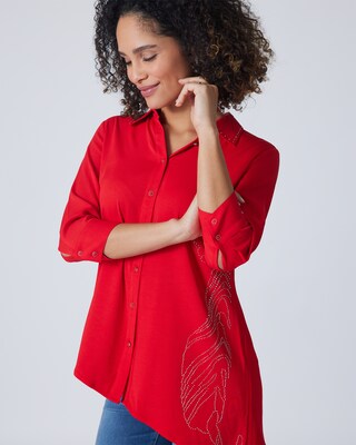 Bluse in asymmetrischem Schnitt