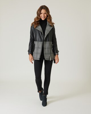 Longlederjacke mit Karomuster
