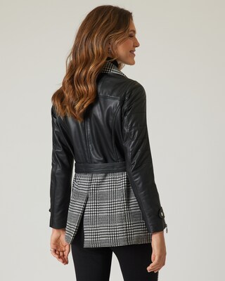 Longlederjacke mit Karomuster