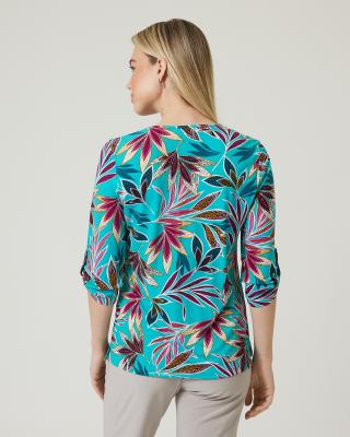 Longshirt mit Blätterdruck Multicolour