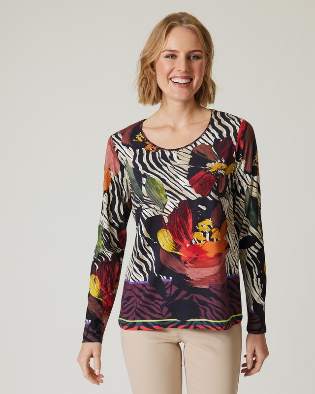 Shirt Animal-Blumen-Druck