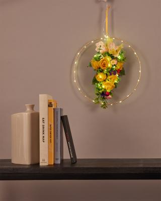Metallring mit Blumenkranz + LEDs