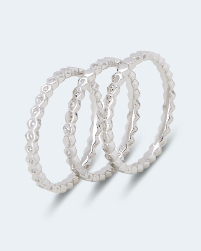 3er Ring-Set mit Zirkonia