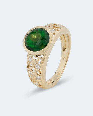 Ring mit Bernstein und Zirkon