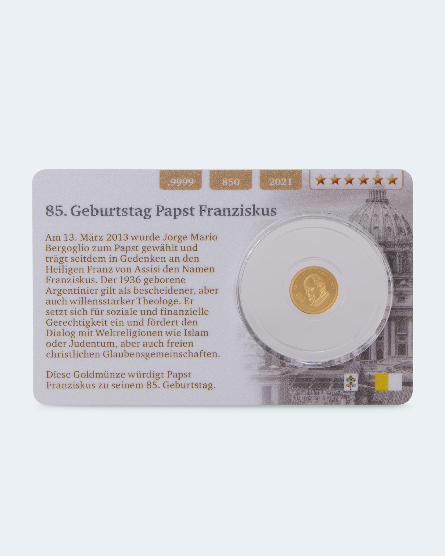 Produktabbildung für Goldmünze Papst Franziskus 2021