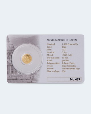 Goldmünze Papst Franziskus 2021
