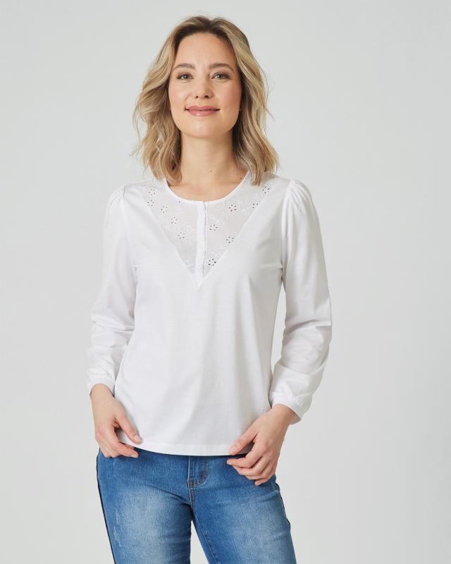 Shirt mit Broderie Anglaise