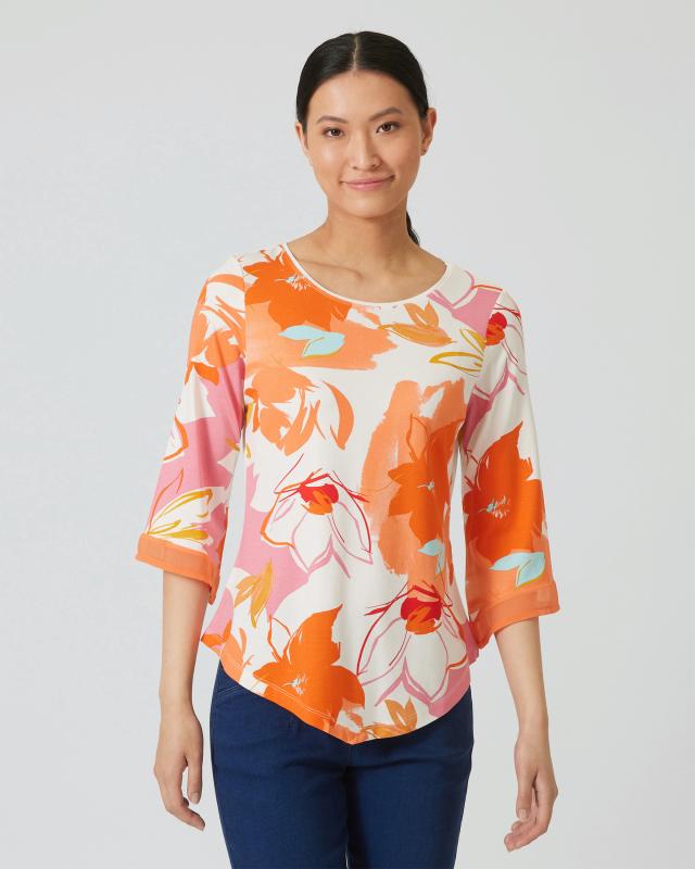 Tunika-Shirt mit Blüten-Druck