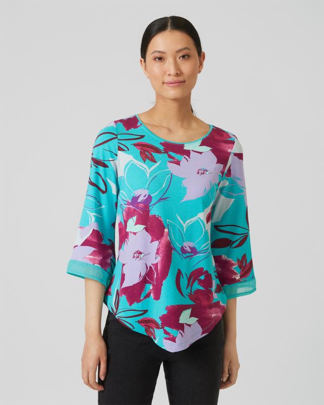 Produktabbildung für Tunika-Shirt mit Blüten-Druck
