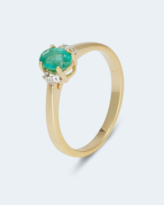 Ring mit Smaragd und Zirkon