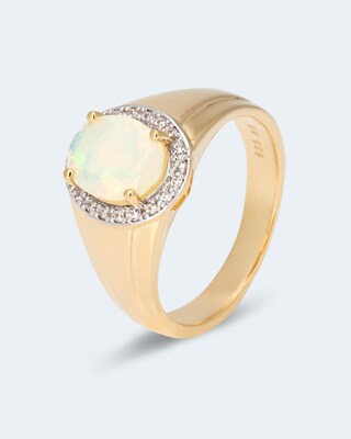 Ring mit Opal und Zirkon