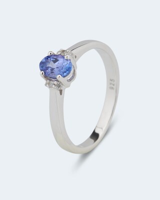 Ring mit Tansanit AAAA und Zirkon