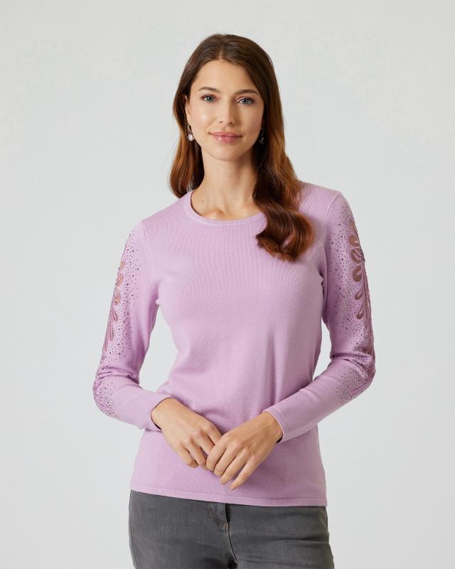 Glow-Pullover mit Blütenstick