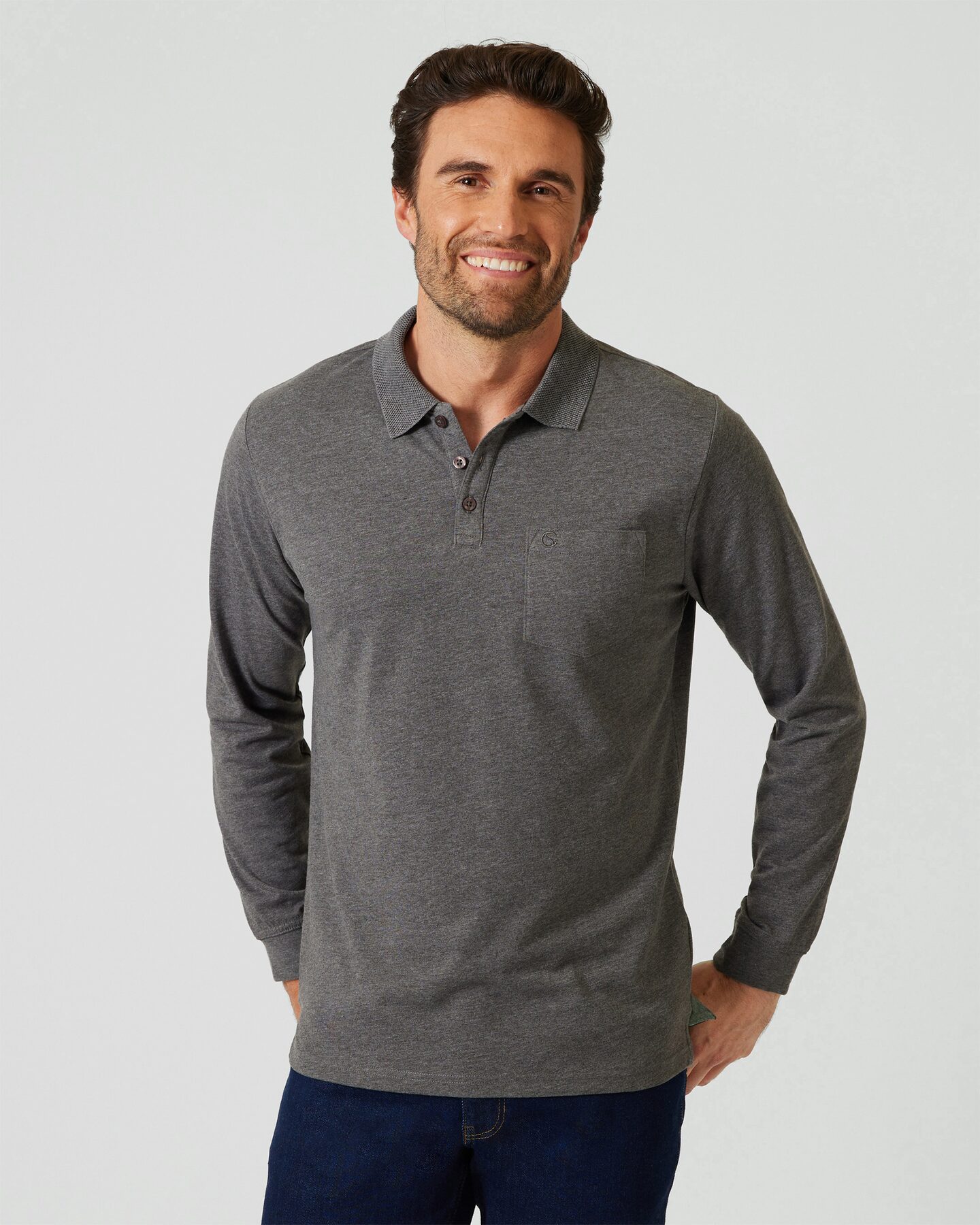 Produktabbildung für Poloshirt mit Jacquardkragen