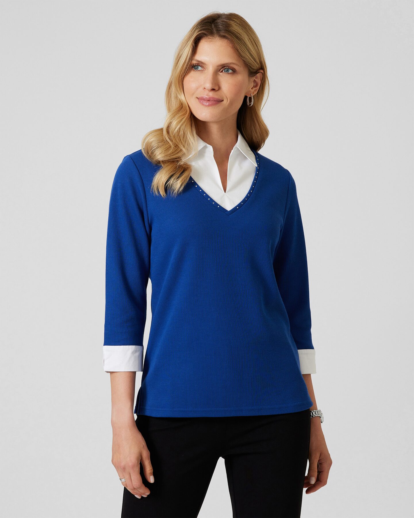 Produktabbildung für 2-in-1 Shirt mit Blusenkragen