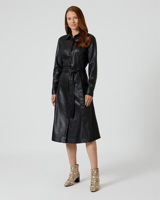 Kleid aus Lederimitat mit Bindegürtel