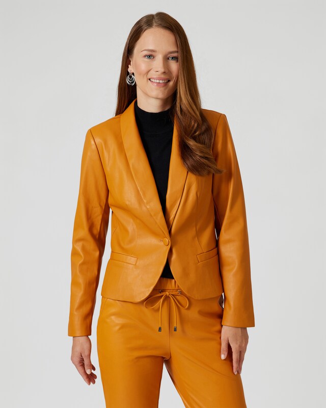 Lederimitat-Blazer mit Schalkragen