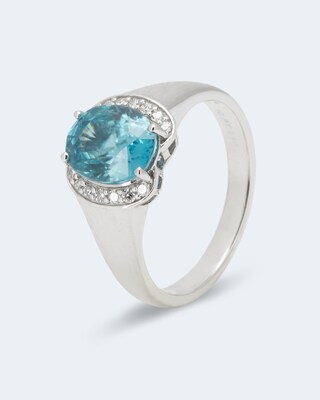 Platinring mit Zirkon und Brillanten