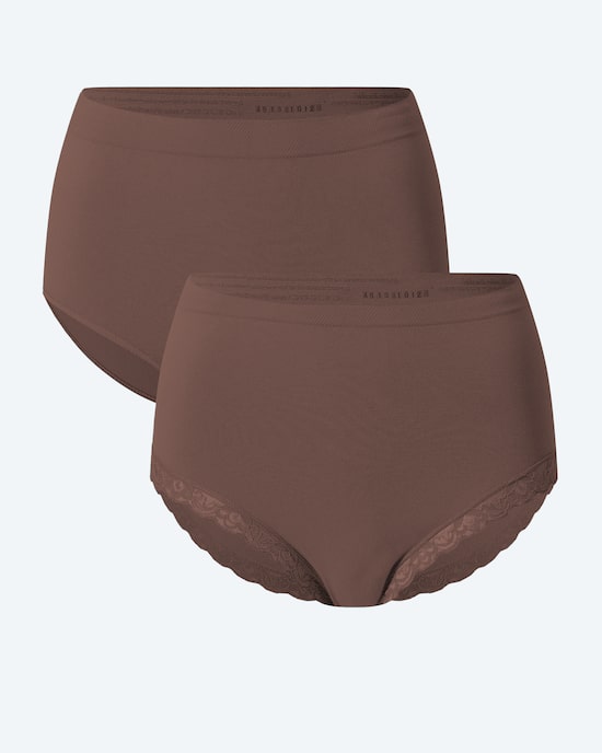 Produktabbildung für Melange Slip, 2tlg. (uni/Spitzenbesatz)