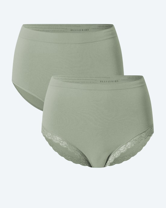 Produktabbildung für Melange Slip, 2tlg. (uni/Spitzenbesatz)