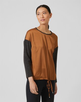 Shirt im Materialmix