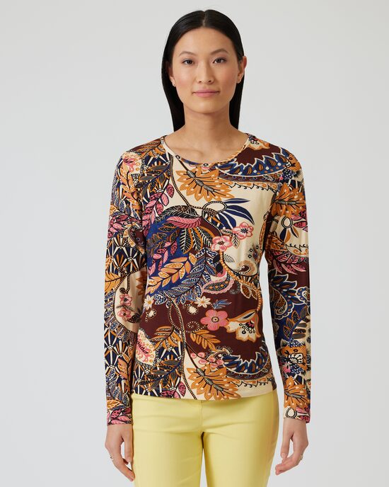 Produktabbildung für Shirt mit Blumen-und Blätterdruck