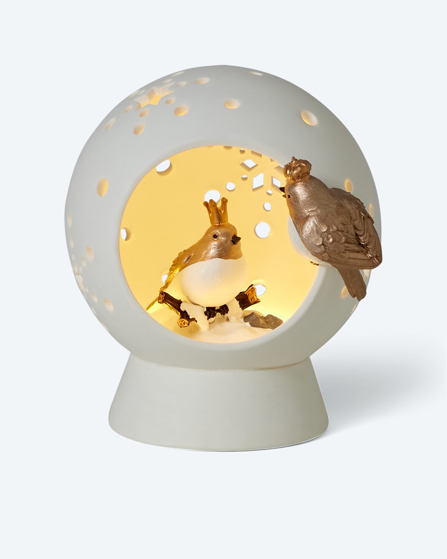 Produktabbildung für LED-Keramik-Leuchtdekoration "Vogelpaar"